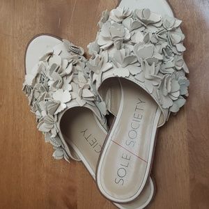 Sole Society real leather slides, caelyn